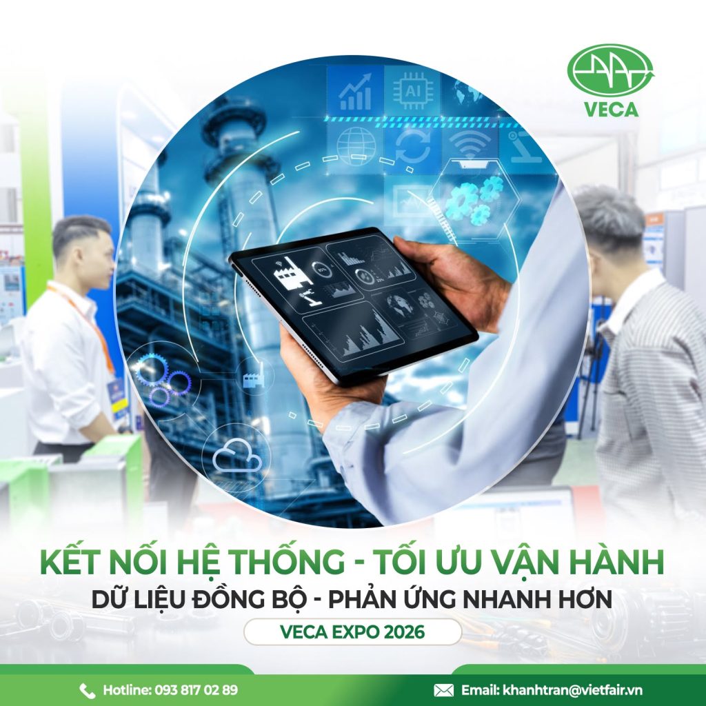 Mô hình vận hành thông minh và IoT công nghiệp được giới thiệu tại VECA EXPO 2026.