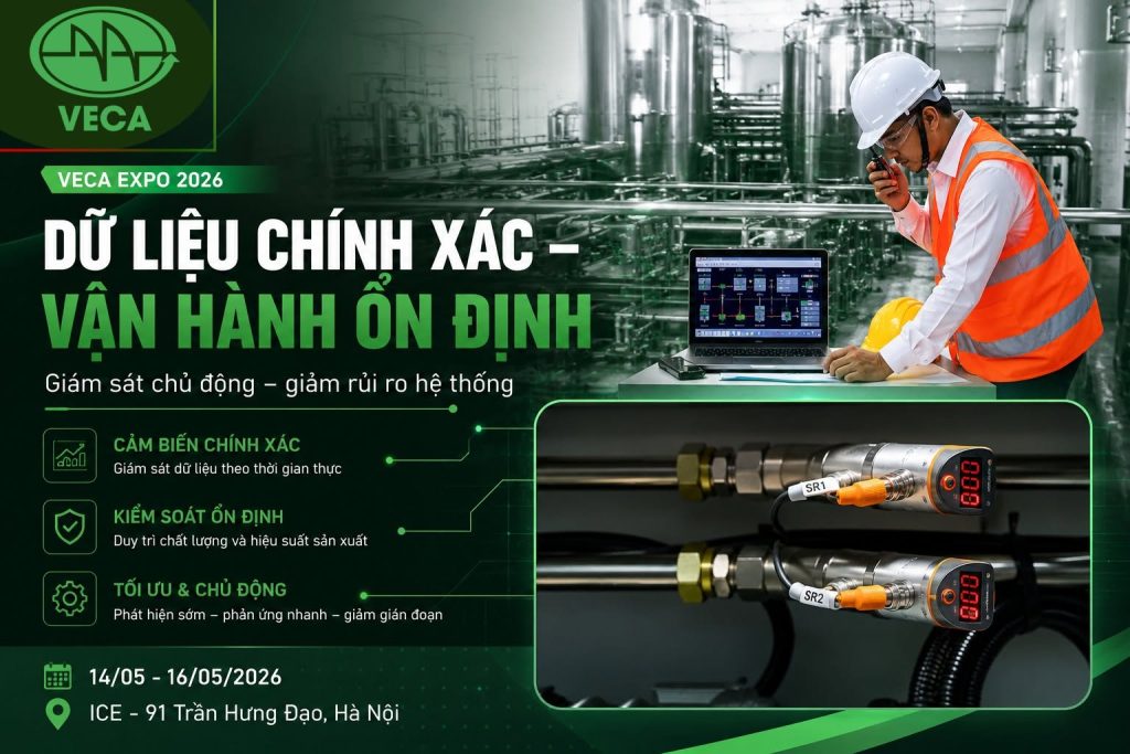 Hệ thống giám sát dữ liệu và cảm biến công nghiệp hiện đại tại triển lãm VECA EXPO 2026.